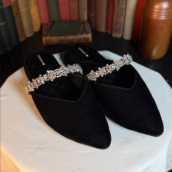 Birdies Shoes - Birdies Black Mules with Sparkling Embellishments